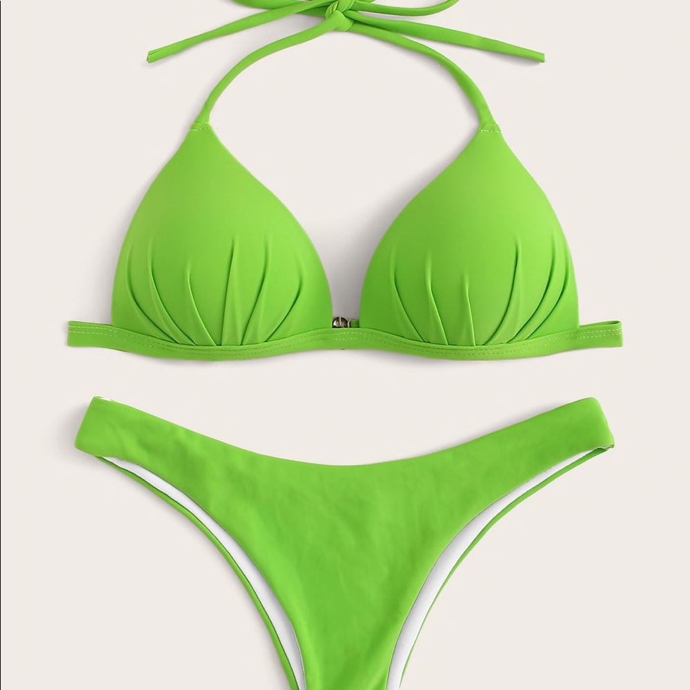 Lime Green Halter Bikini Set